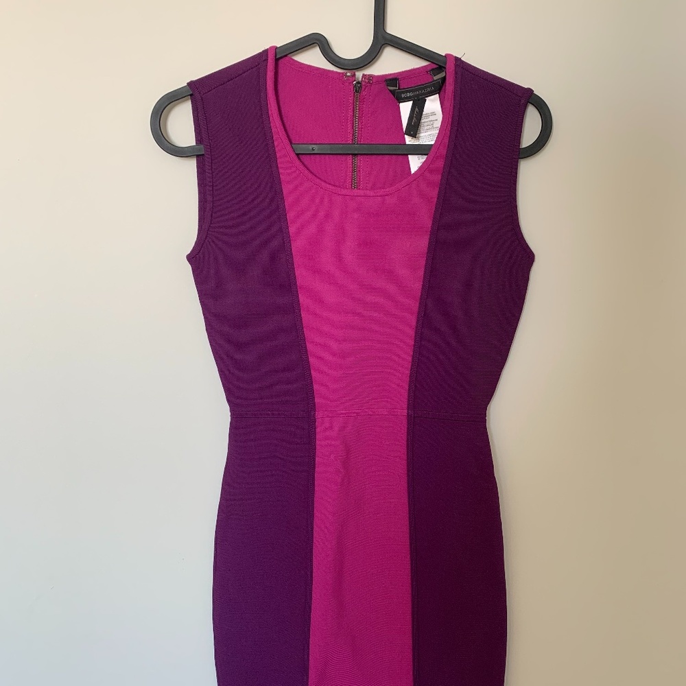 BCBG Purple & Pink Bodycon Dress - Size XS